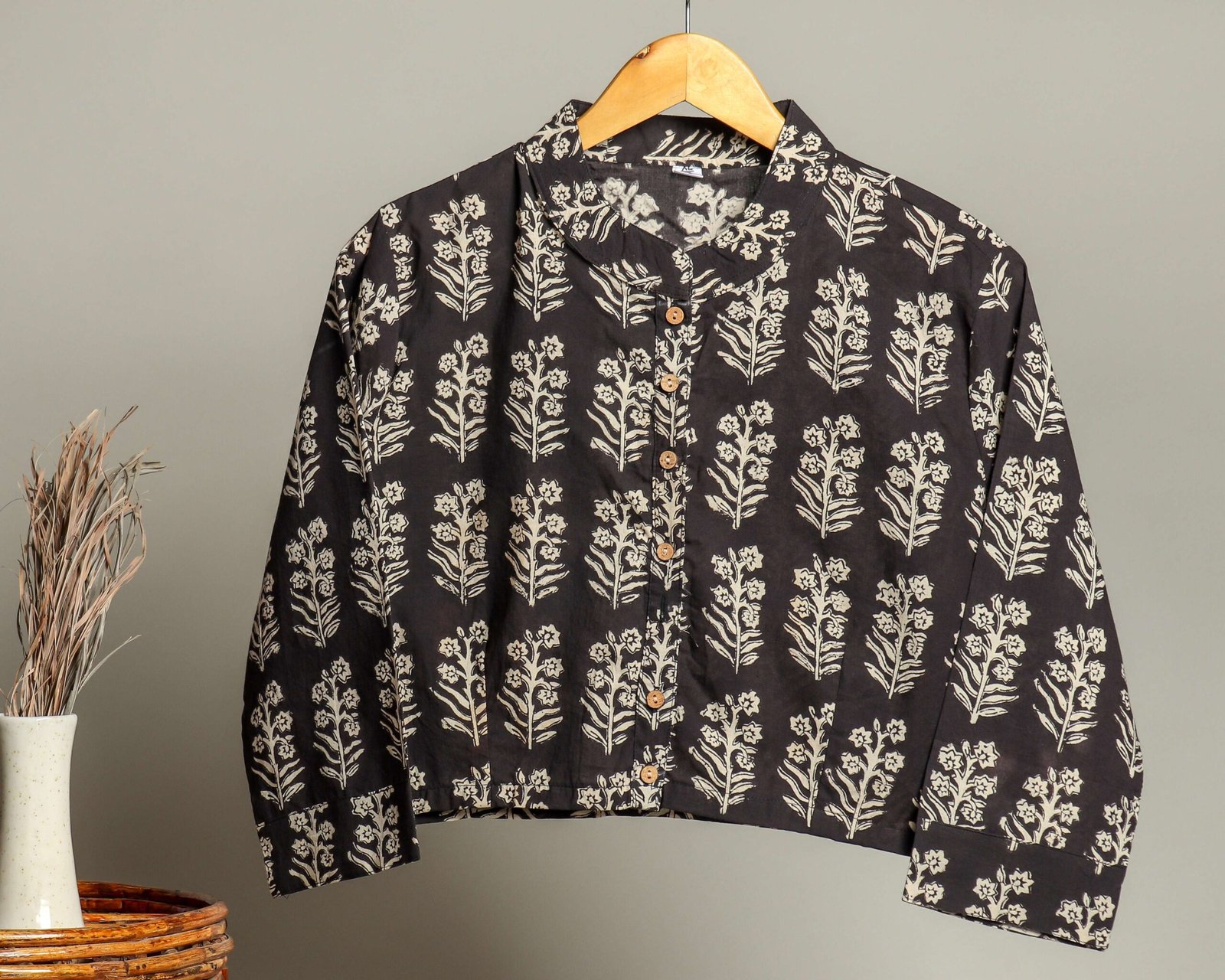 Handmade Block Print Cotton for Women ? Ethnic Floral Printed Top with Long Sleeves